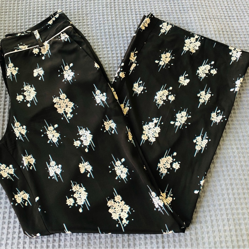 10 Crosby Derek Lam ( Anthropologie)Dark Navy Pants with Blue and White Floral